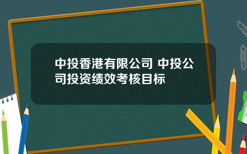 中投香港有限公司 中投公司投资绩效考核目标